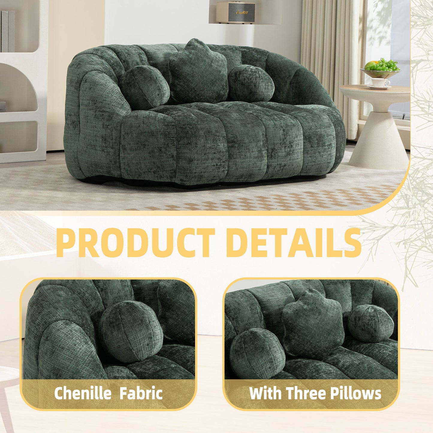 Bean Bag Sofa Lazy Sofa Durable Comfort Lounger High Back Bean Bag Chair Couch For Adults And Kids - Emerald