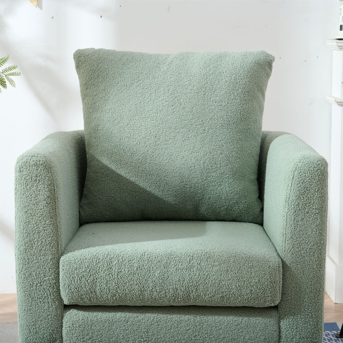 Modern Accent Chair, Upholstered Armchair For Living Room, Mid Century Fabric Lounge Chair With Pillow, Comfortable Reading Chair With Wood Legs For Living Room, Reception Room - Light Green
