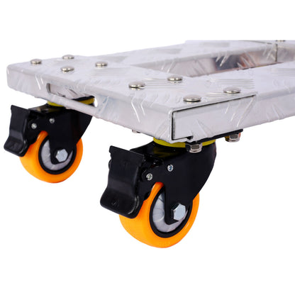 Movers Dolly Heavy Duty Furniture Dolly Trolley Cart, Aluminum Frame With 3" Tpu Professional Casters With Brake Option (Set of 2) - Silver
