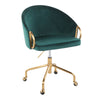 Claire - Contemporary / Glam Task Chair - Gold / Green