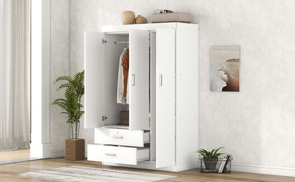 3 Door Wardrobe With 2 Drawers - White