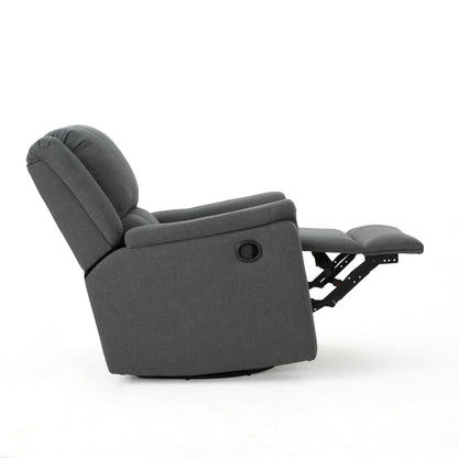 Glider Recliner With Swivel, Manual Reclining Chair - Charcoal