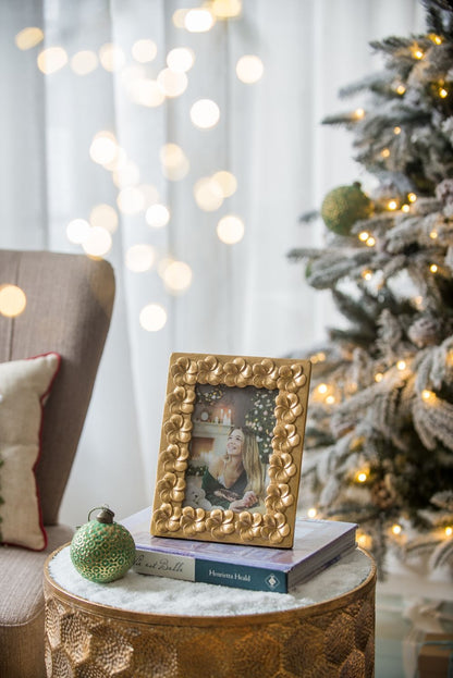 Vintage Photo Frame & Flower Design - Gold