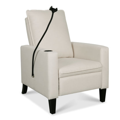 Recliner Chairs For Adults, Adjustable Recliner Sofa With Mobile Phone Holder & Cup Holder, Modern Reclining Chairs Fabric Push Back Recliner Chairs For Living Room, Bedroom - Beige