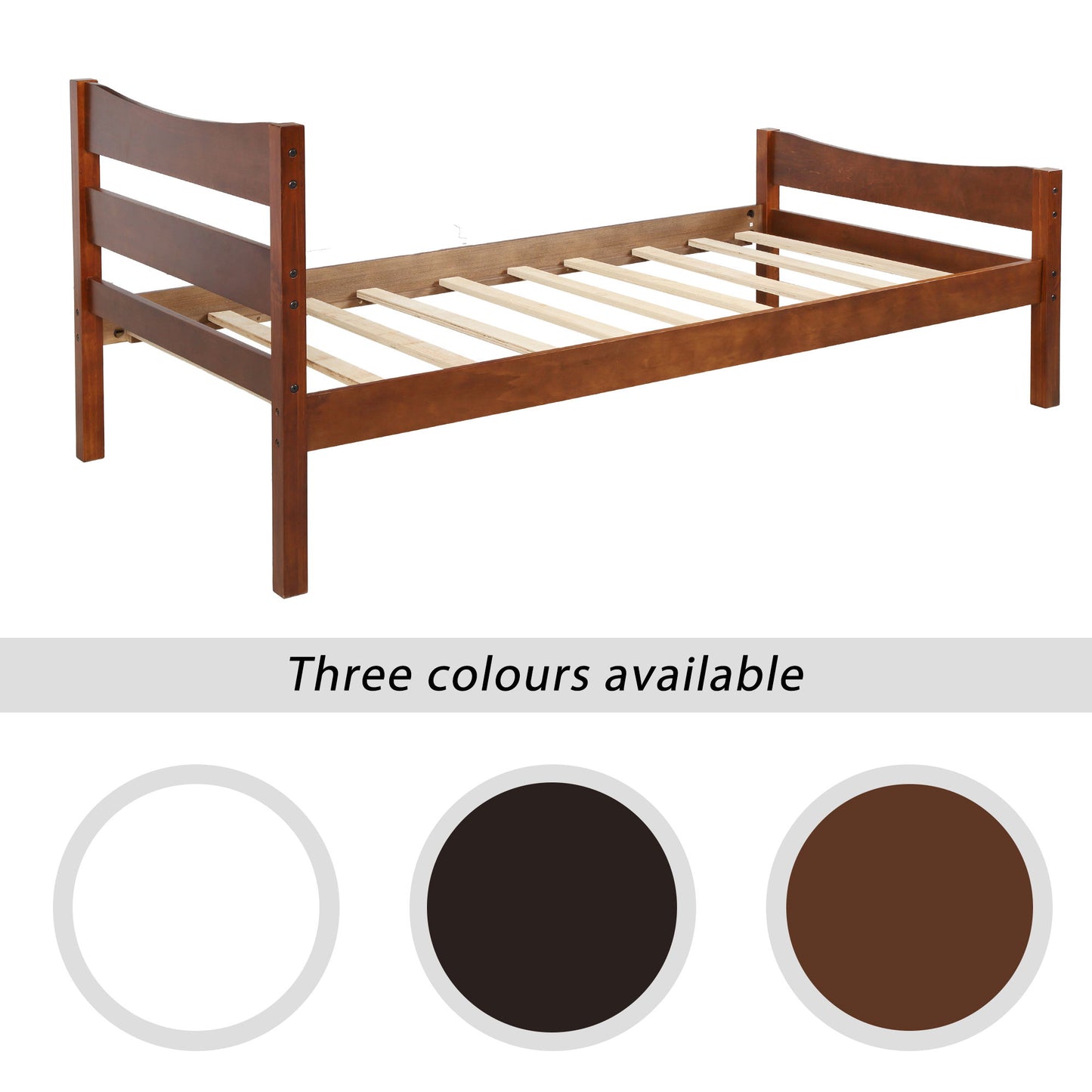 Twin Size Platform Bed With Headboard And Slat Support - Walnut
