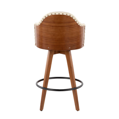 Ahoy - Mid-Century Counter Stool - Walnut / Cream