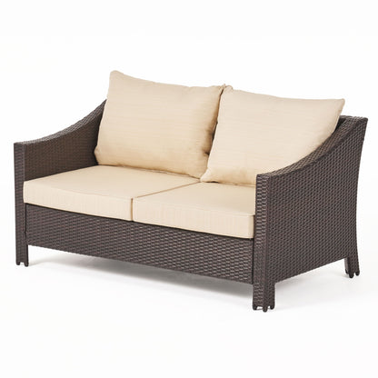 Antibes - 4 Pieces Wicker Chat Set - Brown / Beige