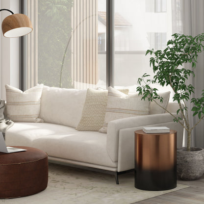 Curtis - Metal Cylinder Accent Table - Ombre Black / Copper