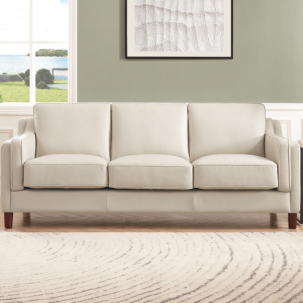 Bella - Leather Sofa - Beige