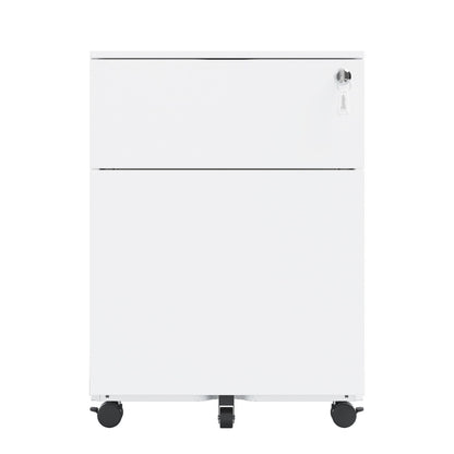 2 Drawer Mobile File Cabinet With Lock Steel File Cabinet For Legal / Letter / A4 / F4 Size / Home / Office Design - White
