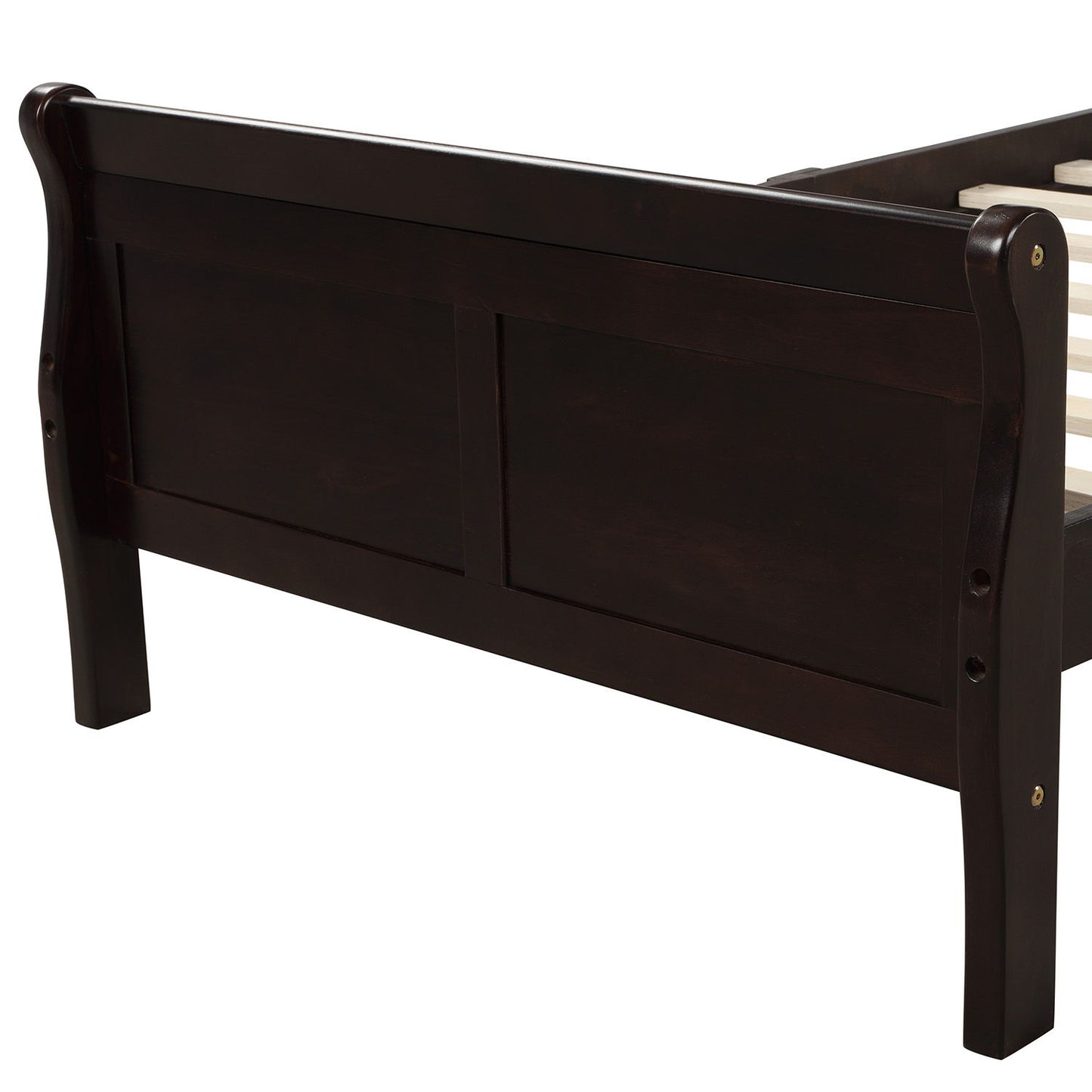 Twin Platform Bed Frame Mattress Foundation Sleigh Bed With Headboard, Footboard, Slat Support - Espresso