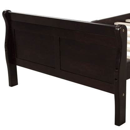 Twin Platform Bed Frame Mattress Foundation Sleigh Bed With Headboard, Footboard, Slat Support - Espresso