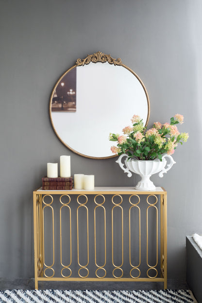 Round Wall Mounted Mirror With Metal Frame For Bathroom Living Room - Gold