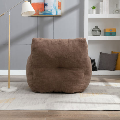 Soft Teddy Fabric Tufted Foam Bean Bag Chair With Teddy Fabric - Coffee