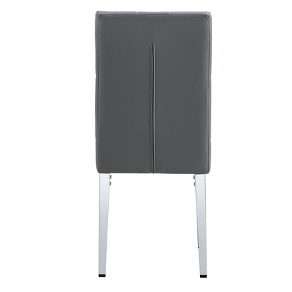Armless Dining Chairs, Grid And Buckle Design Of The Back (Set of 4) - Gray