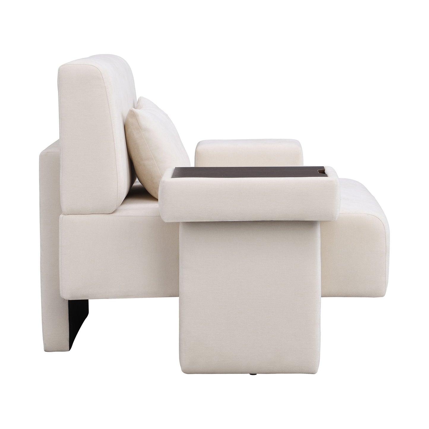Modern Oversized Armchair, Wide Mid-Century Chair With Pillow Upholstered, Sturdy Wood Frame & Soft Cushion For Living Room - Beige