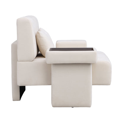 Modern Oversized Armchair, Wide Mid-Century Chair With Pillow Upholstered, Sturdy Wood Frame & Soft Cushion For Living Room - Beige