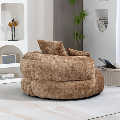 Lazy Sofa Durable Comfort Lounger High Back Bean Bag Chair With 3 Pillows - Coffee
