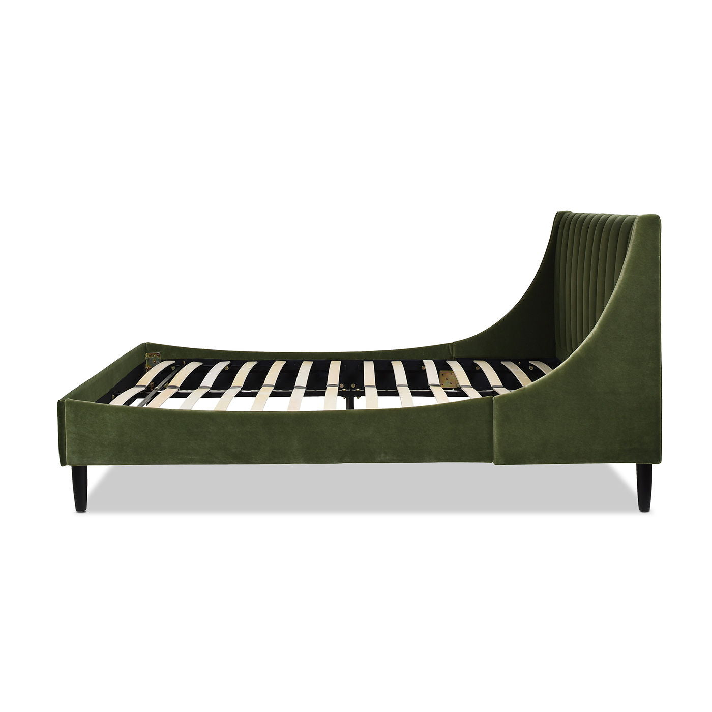 Aspen - Queen Vertical Tufted Modern Headboard Platform Bed Set - Olive Green