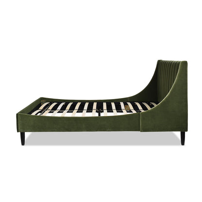 Aspen - Queen Vertical Tufted Modern Headboard Platform Bed Set - Olive Green