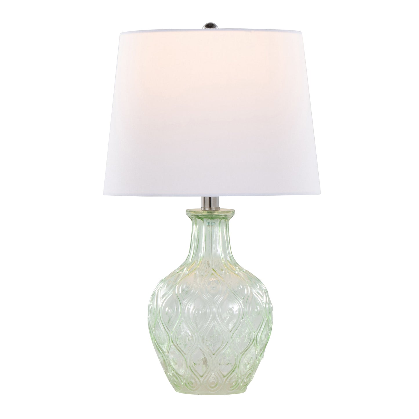 Gloria - Round Contemporary Lamp (Set of 2) - Clear Recycled Spanish / Chrome / White