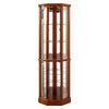 6 Shelf Lighted Corner Curio Cabinet With Adjustable Tempered Glass Shelves And Mirror Back (E26 Light Bulb Not Included) - Oak