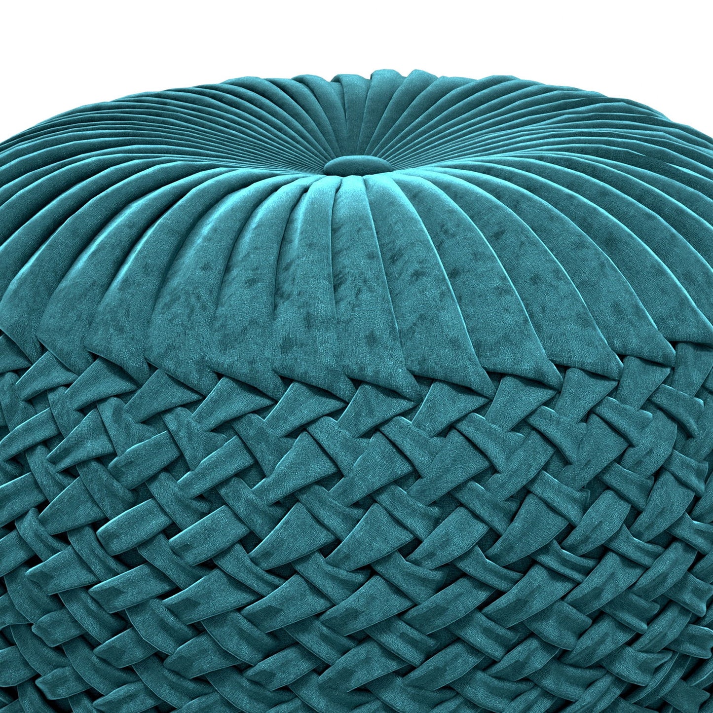 Grafton - Velvet Round Pouf - Teal