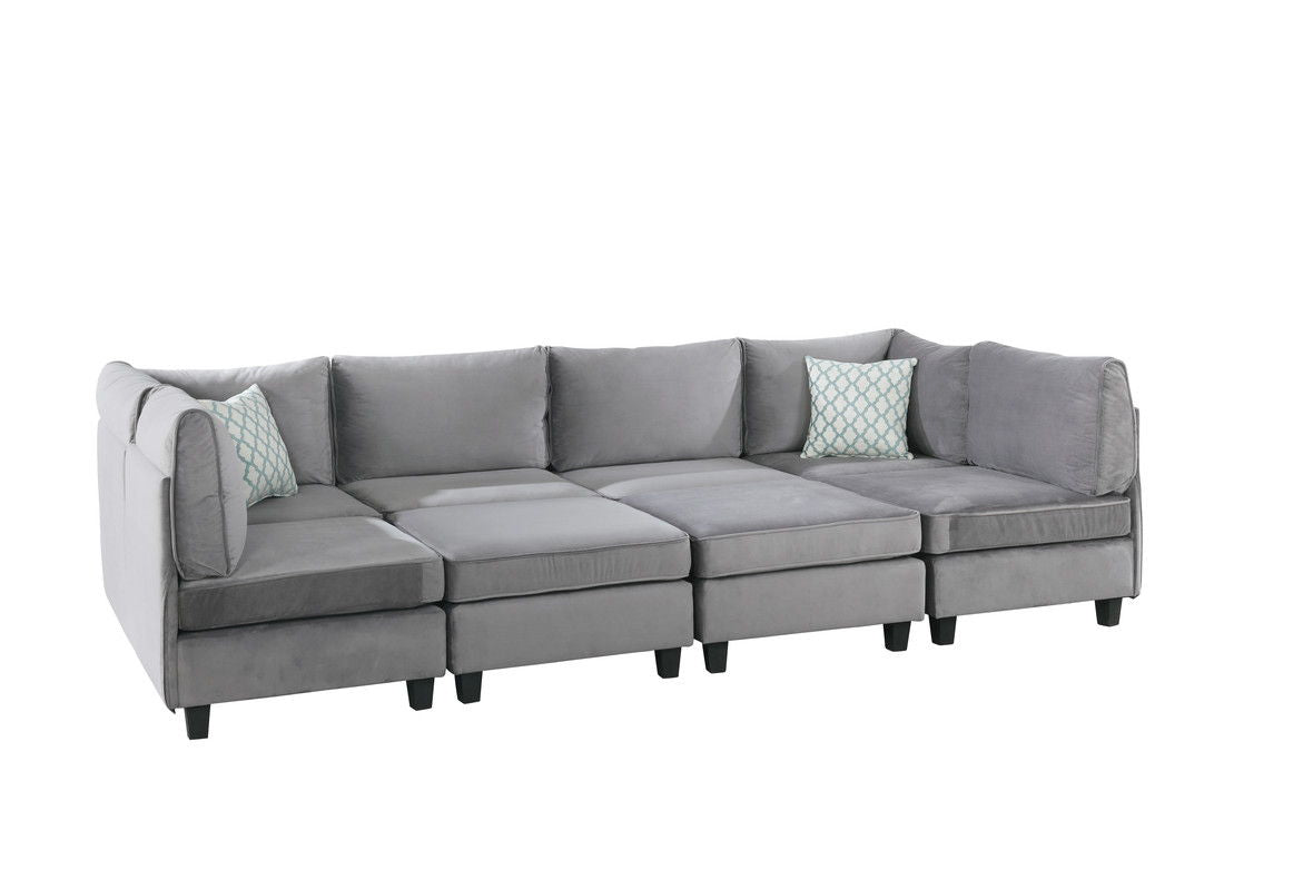 Simona - Velvet 8 Piece Modular Sectional Sofa - Gray