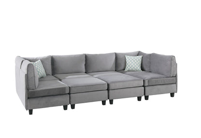 Simona - Velvet 8 Piece Modular Sectional Sofa - Gray