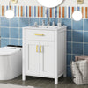Bathroom Vanity Combo With Ceramic Sink, Luxurious Space-Saving Vanity, 2 Soft-Close Doors - Gold / White