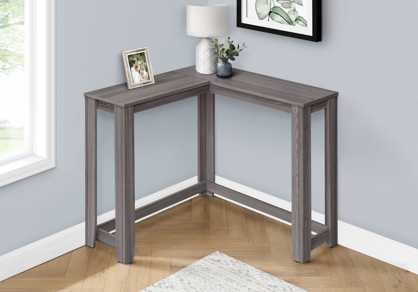 Corner Accent Console Table For Entryway, Contemporary And Modern - Gray