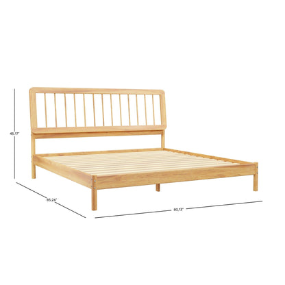 Mid-Century Modern Solid Wood King Spindle Bed - Black
