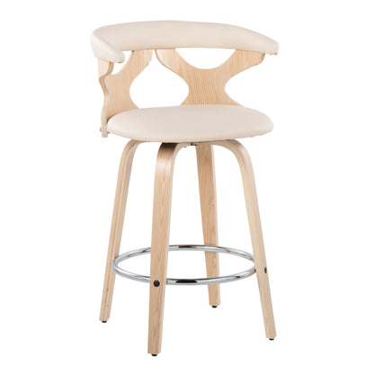 Gardenia - Mid-Century Modern Counter Stool (Set of 2) - Natural / Cream