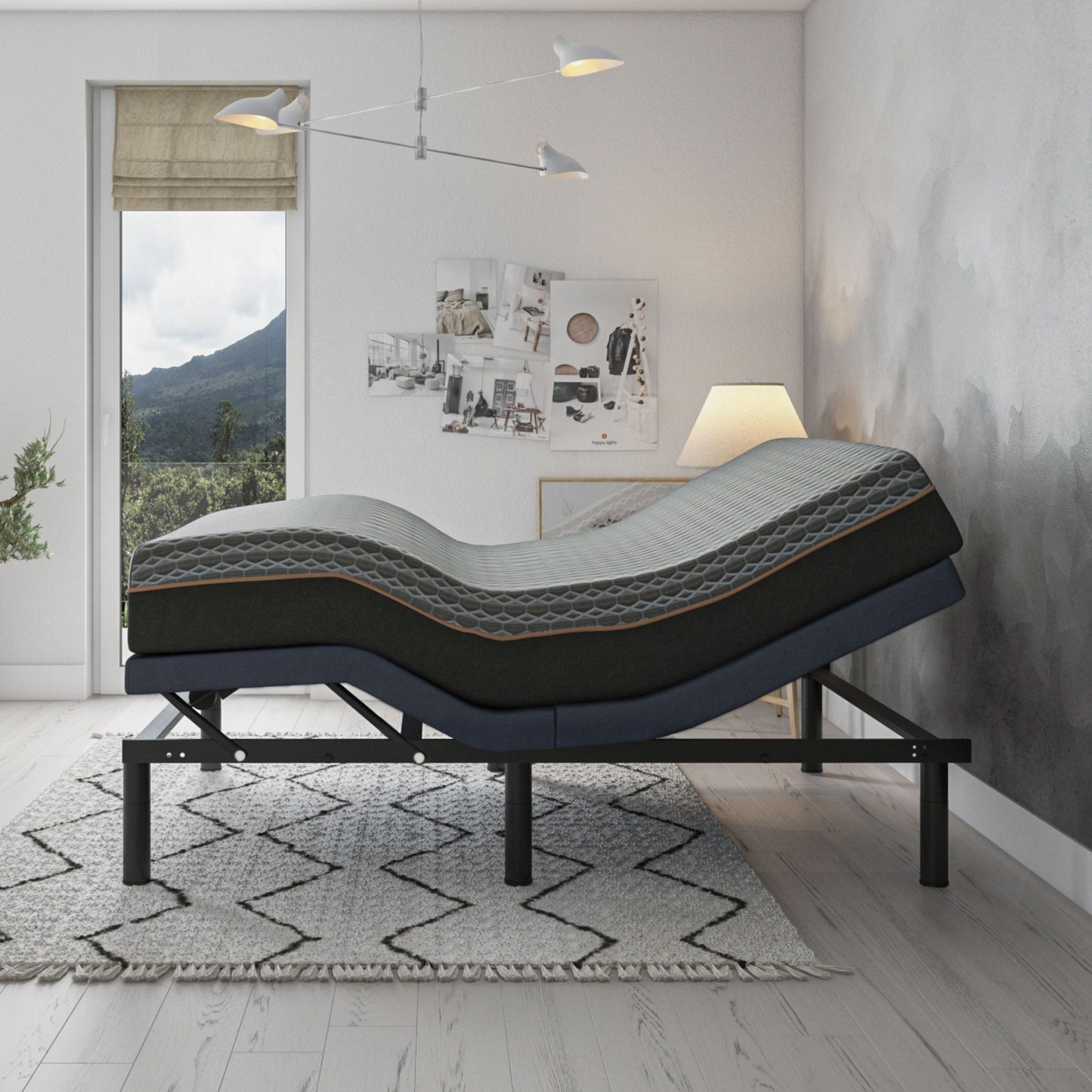 Bt2000 - King Adjustable Bed Base With Full-Range Positions Adjustment - Blue / Gray