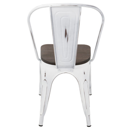Oregon - Industrial / Farmhouse Stackable Dining Chair (Set of 2) - Vintage White / Espresso