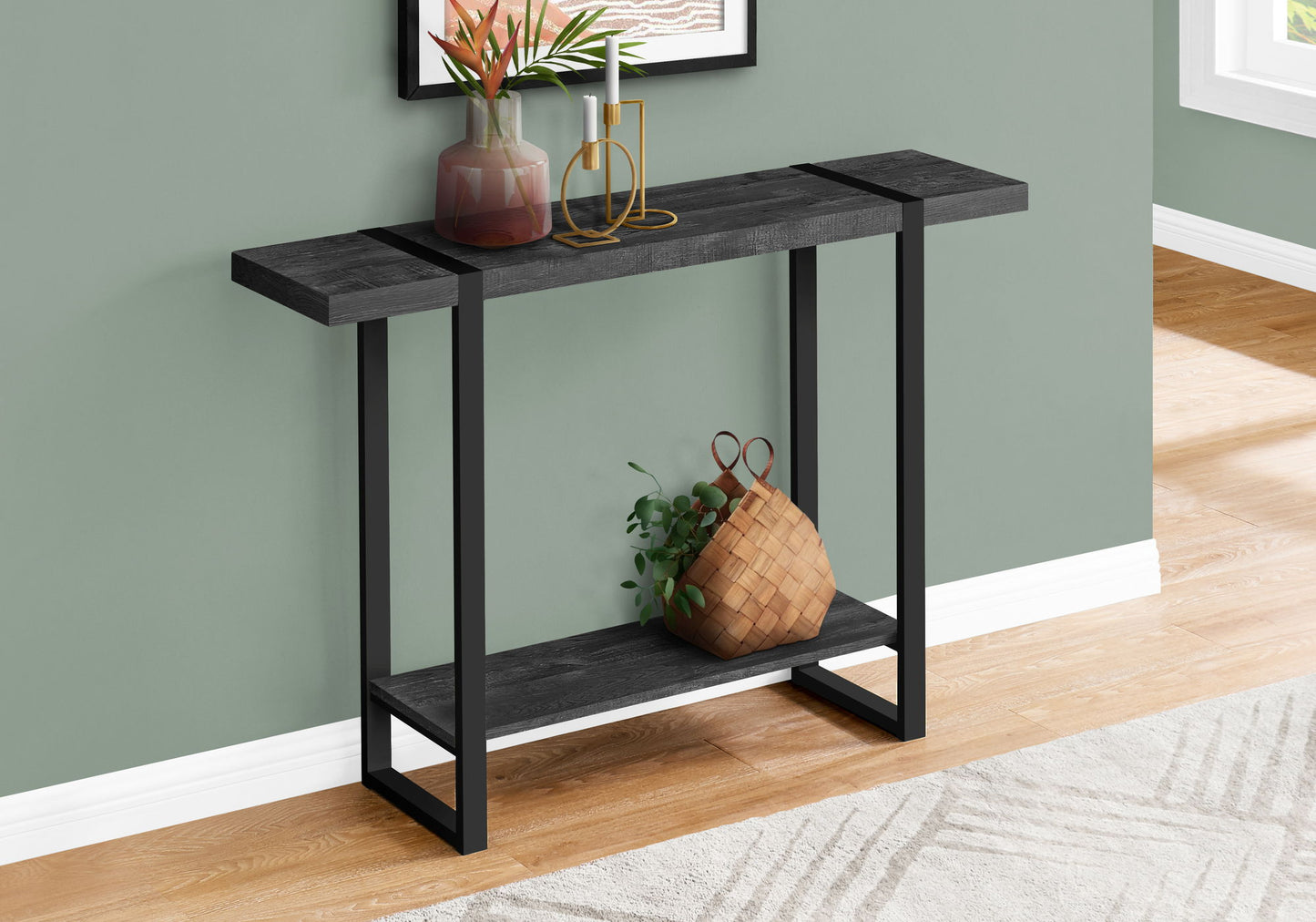 Accent Console Table For Entryway, Contemporary - Black