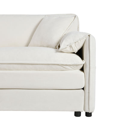 Oversized Recliner Chair With Movable Ottoman, Soft Chenille Upholstered Lounge Chair - Beige