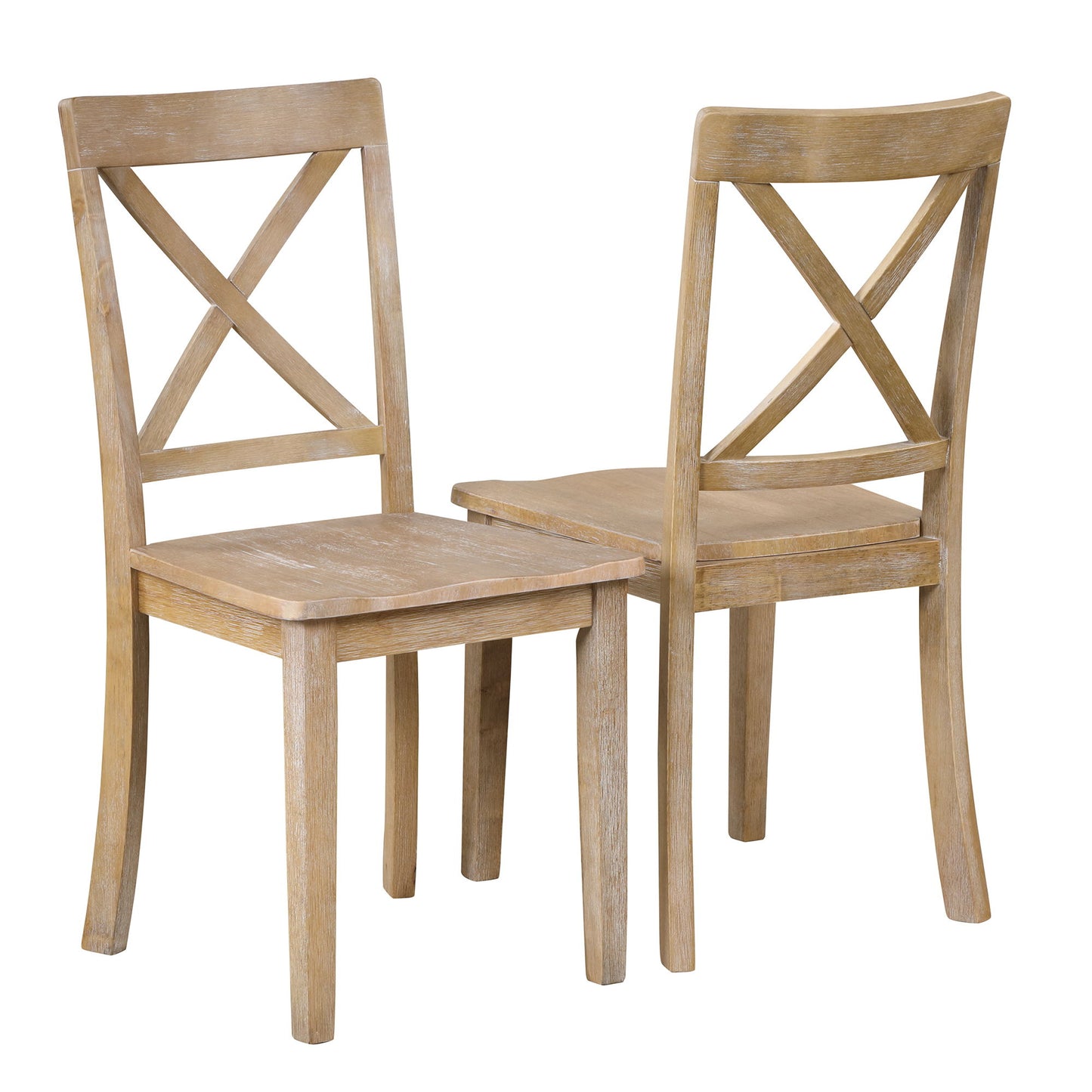 Modern Dining Table Set For 4, Round Table And 4 Kitchen Room Chairs, 5 Piece Kitchen Table Set For Dining Room, Dinette, Breakfast Nook - Natural Wood Wash