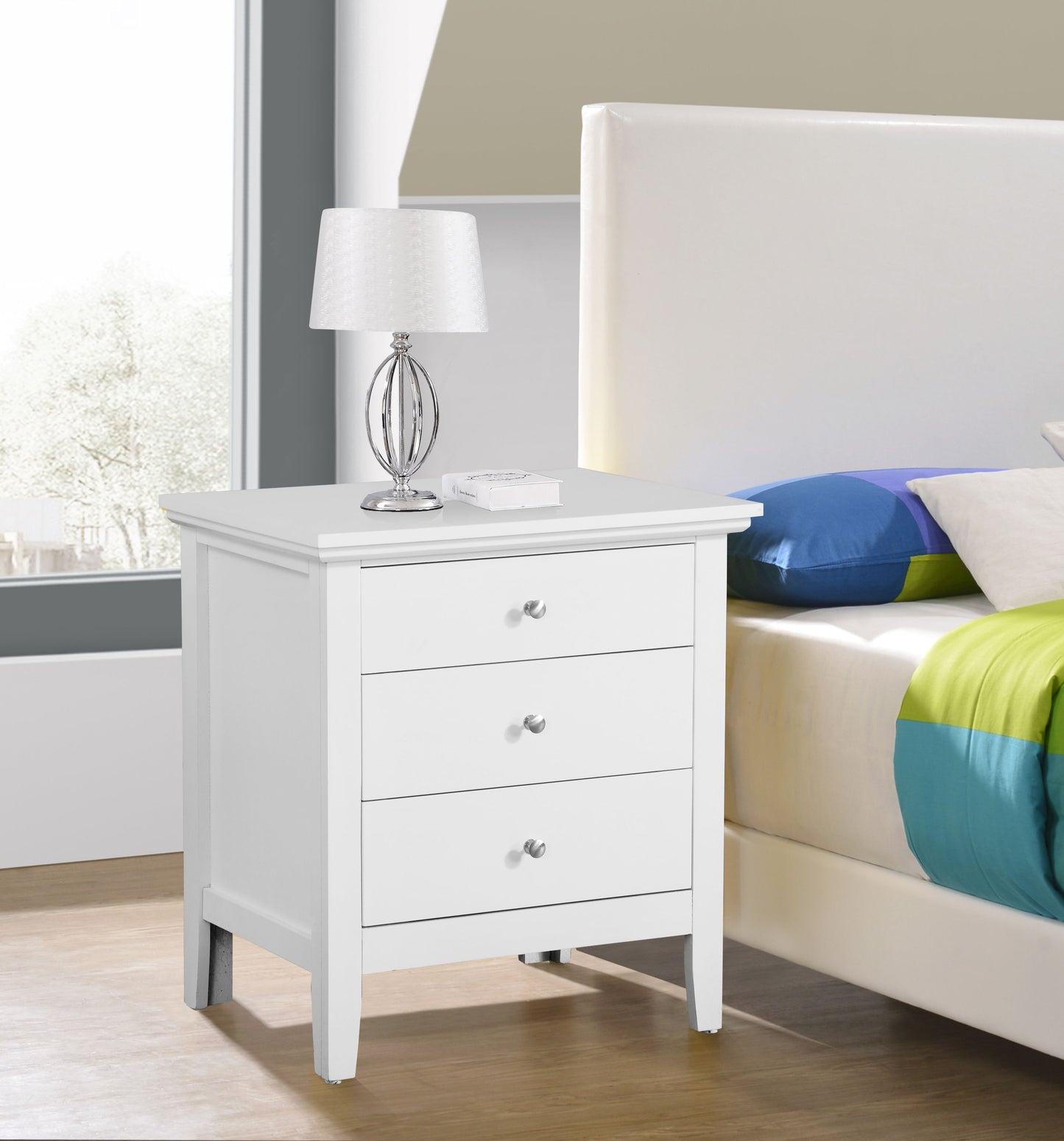 3 Drawer Nightstand - White