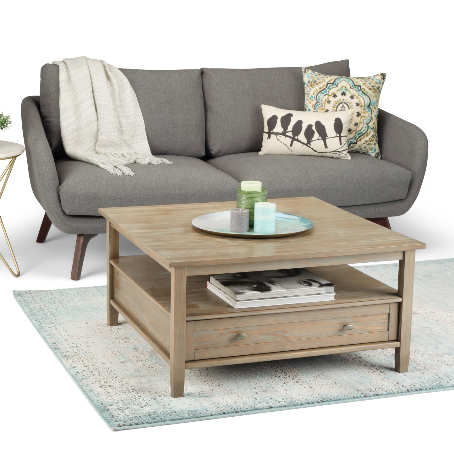 Warm Shaker - Square Coffee Table - Distressed Gray