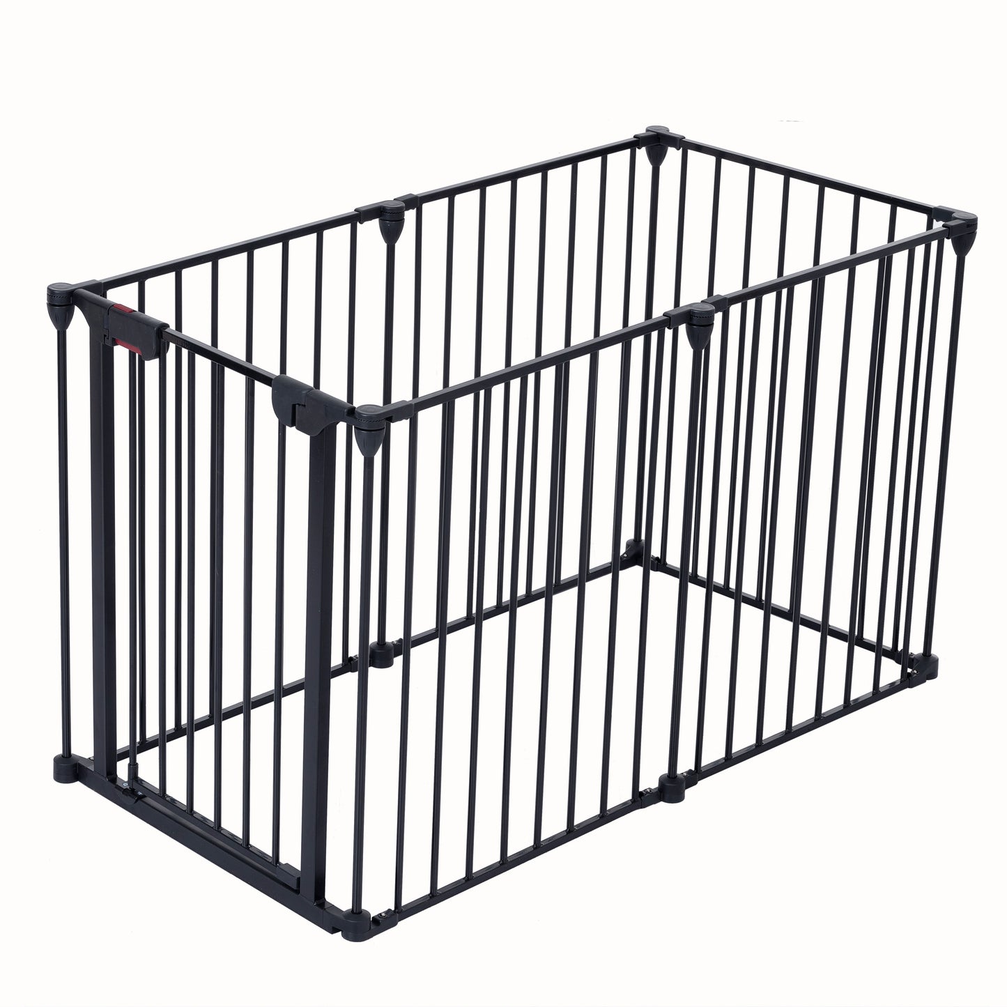 Adjustable Safety Gate 6 Panels Play Yard Metal Doorways Fireplace Fence Christmas Tree Fence Gate For House Stairs Gate Prohibited Area Fence - Black