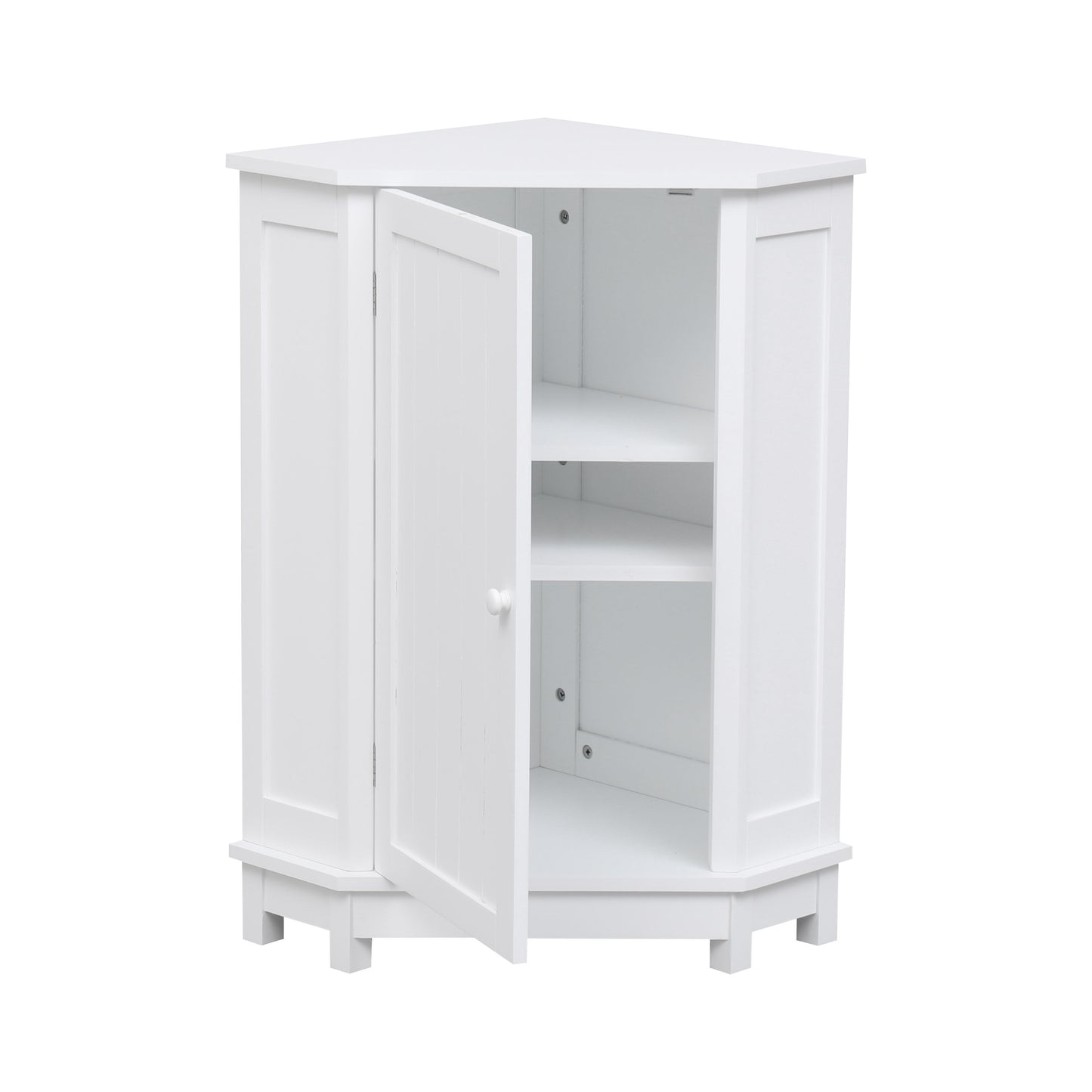 Bathroom Cabinet Triangle Corner Storage Cabinet With Adjustable Shelf Modern Style - White