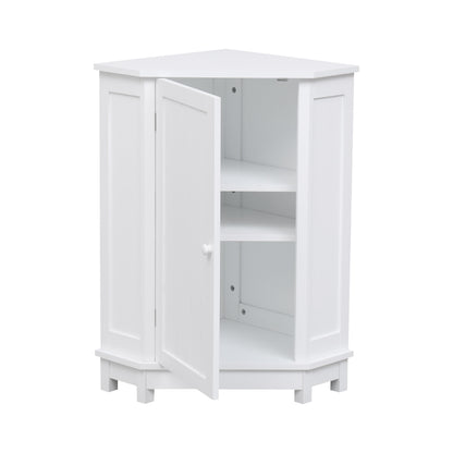 Bathroom Cabinet Triangle Corner Storage Cabinet With Adjustable Shelf Modern Style - White