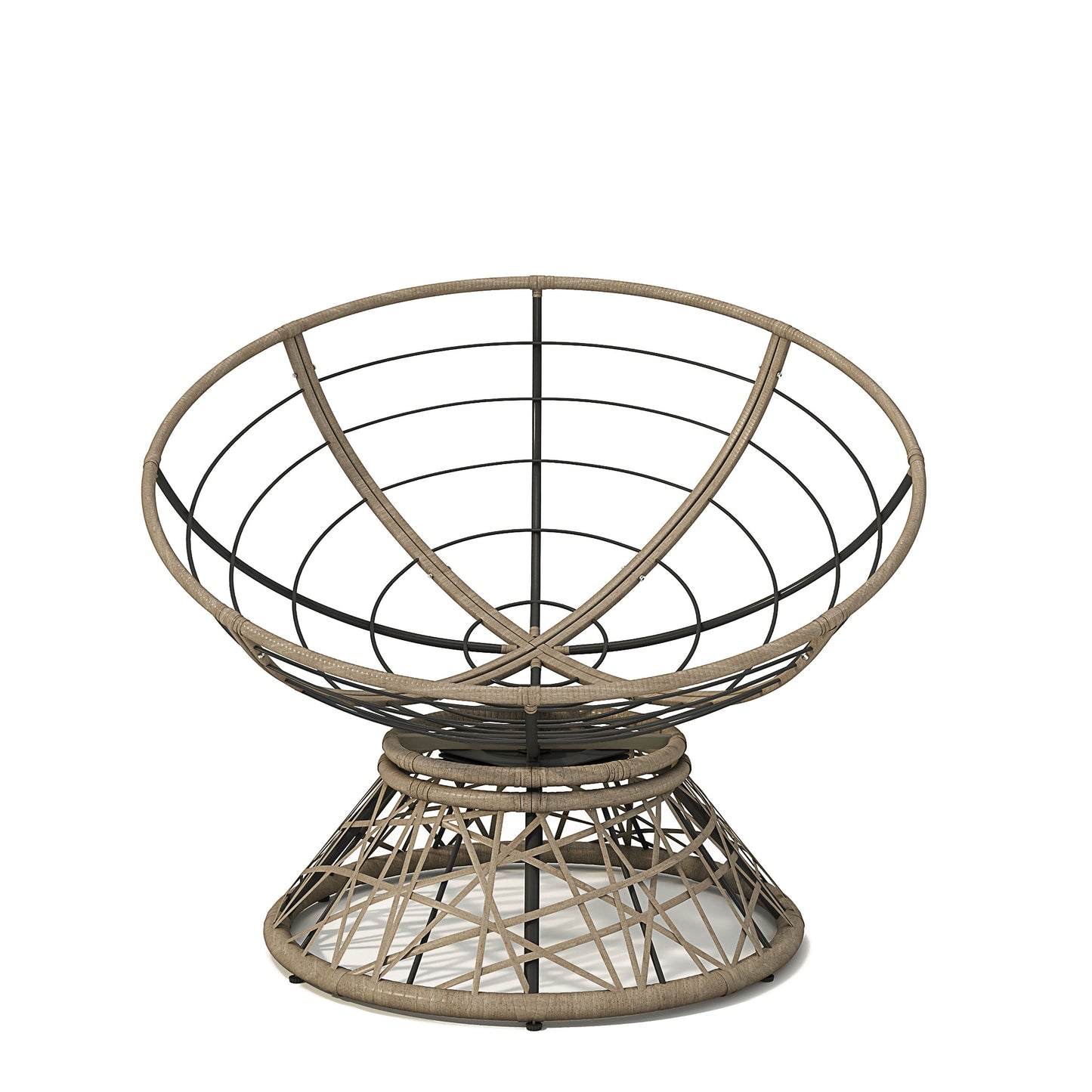 Ergonomic Wicker Chair With Cloud Thick Density Cushion, 3 Proof Cover High Capacity Iron Frame Fluid 360ÔøΩÔøΩÔøΩÔøΩÔøΩÔøΩÔøΩÔøΩÔøΩÔøΩÔøΩÔøΩÔøΩÔøΩÔøΩ Swivel - Black / Brown
