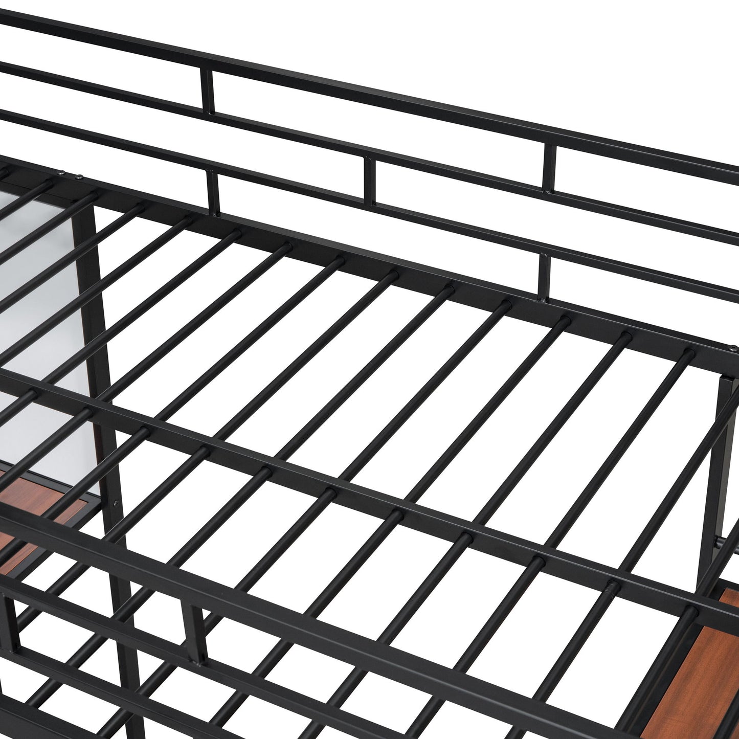 Twin Size Loft Bed With 3 Layers Of Shelves And Desk, Stylish Frame Bed - Black