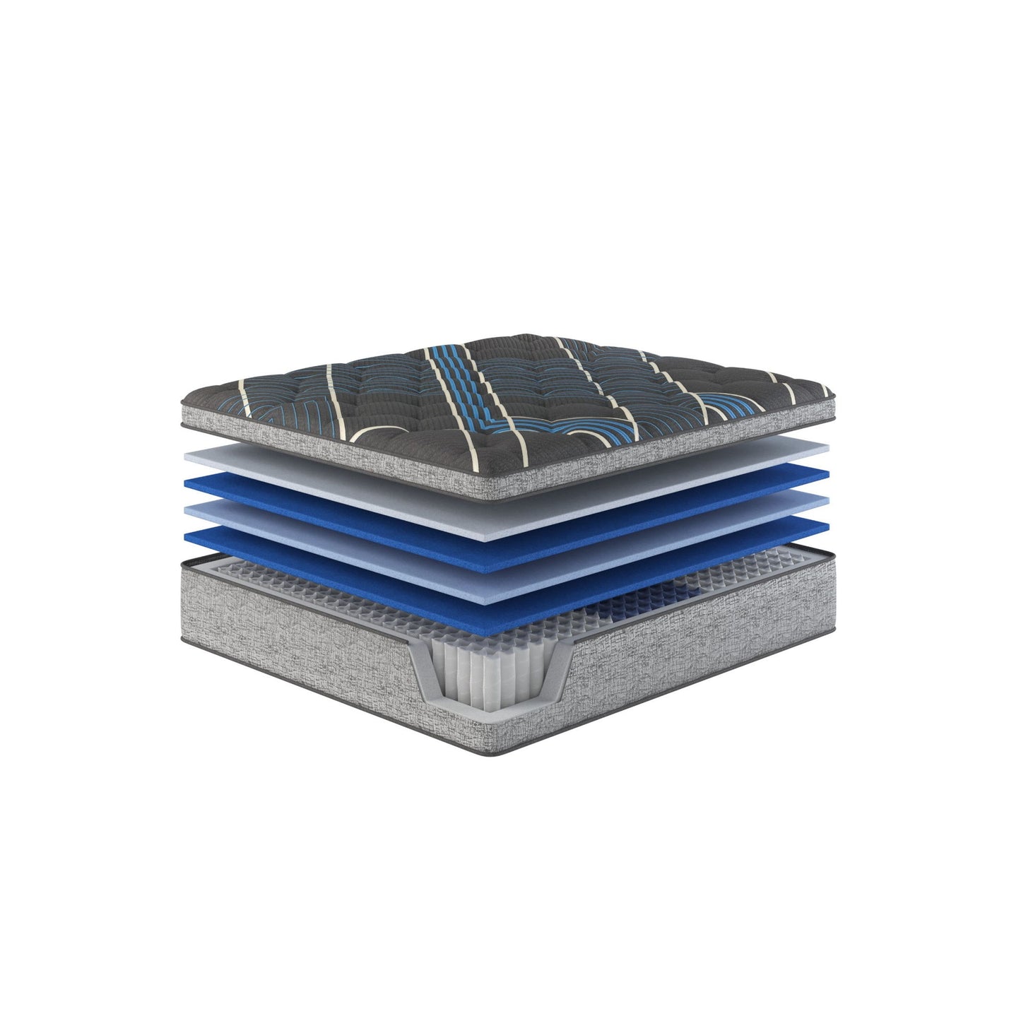 Comfort Care - 15" California King Euro Top Hybrid Mattress, Plush Comfort - Gray / Blue
