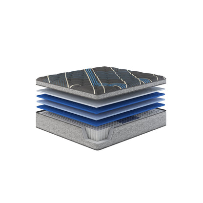 Comfort Care - 15" California King Euro Top Hybrid Mattress, Plush Comfort - Gray / Blue