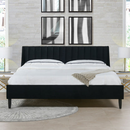 Aspen - King Vertical Tufted Headboard Platform Bed Set - Anthracite Black