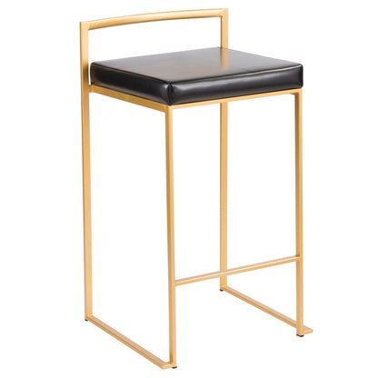 Fuji - Contemporary Counter Stool (Set of 3) - Black / Gold