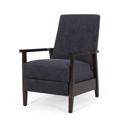 Wide Wood Hand Manual Club Recliner - Charcoal